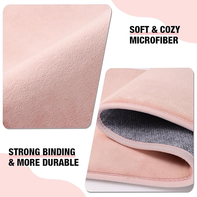 Pink Large Bathroom Rugs 36x24, Memory Foam Big Bath Mat Non Slip Washable Shower Rug Soft Absorbent Plush Microfiber Bathroom Floor Tub Bathrug Blush