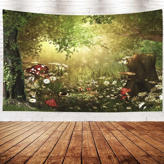 EMMTEEY Enchanted Forest Tapestry Beautiful Charming Fairy Tale Woodland Wall Tapestry for Living Room 92.5X70.9 Tapestry