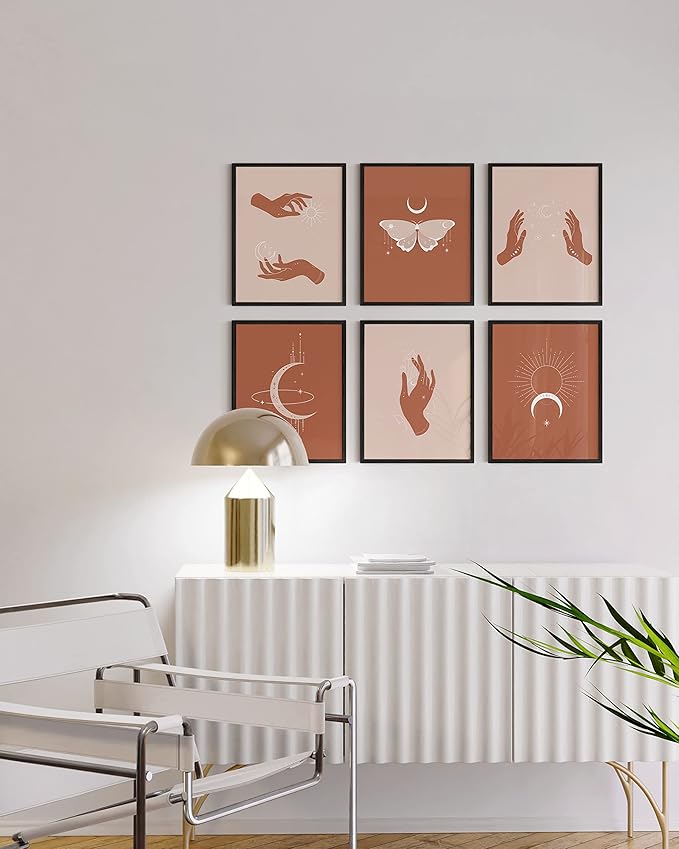 HAUS AND HUES Astrology Posters and Celestial Decor - Sun and Moon Art Astrology Wall Decor, Sun Wall at Posters Spiritual Boho Prints Wall Art, Astrology Wall Art Boho Art Prints (Black Frame, 8x10)