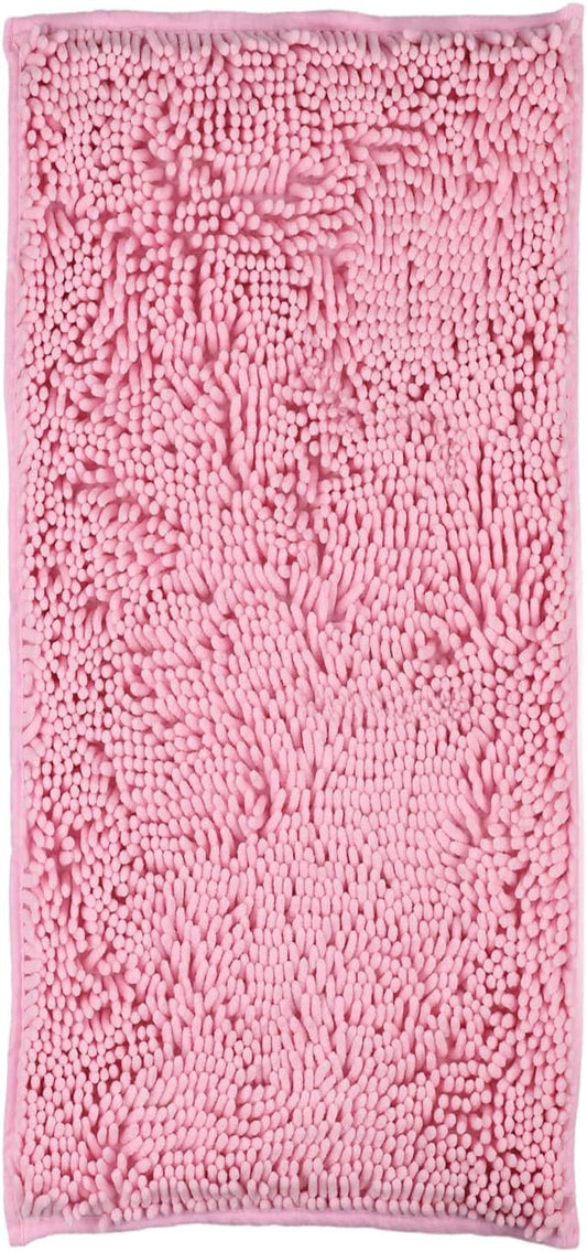 ZiYiJuan Bathroom Rugs, Super Absorbent Luxury Shaggy Chenille Bath Mats, Durable Soft Bath (Pink,20x47(in)