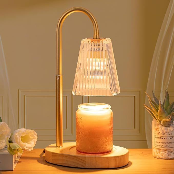 Candle Warmer Lamp With Timer - Electric Dimmer and Adjustable Height for Small Jar Scented Wax Melts - Includes 2 Bulbs for Home