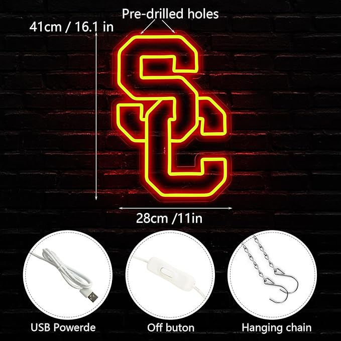 Trojans Team Neon Signs，NCAA Neon Sign for Wall Decor，LED Neon Lights for Bedroom、Game Room、or Man Cave，Birthday、Christmas Gifts for kids