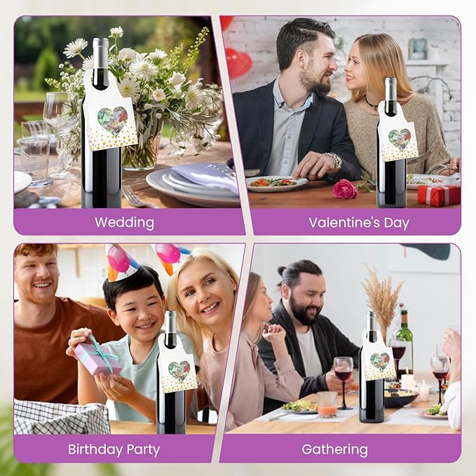 Megitzuu 50 Pieces Wine Bottle Box with Window, White Wine Boxes for Gifts Hanging Foldable Wine Gift Boxes Kraft Paper Wine Bottle Hanger Favor Box for Holding Candy Truffles Chocolate Cookies