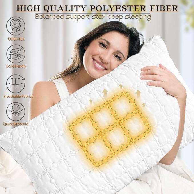 mislili King Size Pillows Set of 2, Hotel Quality Bed Pillows for Sleeping, Pillows King Size Set of 2 Support & Comfortable, Down Alternative King Pillows for Back, Stomach or Side Sleepers