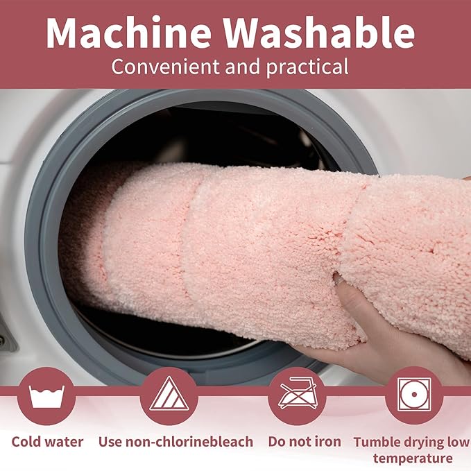 GRANNY SAYS Pink Bathroom Rugs Non Slip Washable, 16"x 24", Soft Bath Mats for Bathroom, Microfiber Shag Rug, Absorbent Shower Room Floor Mat, Small Bath Rug for Shower, Tub