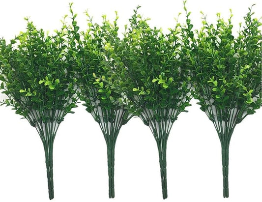 CATTREE Artificial Eucalyptus Plants, Plastic Christmas Decorations Fake Shrubs Bushes Green Leaves Wedding Indoor Outdoor Home Garden Verandah Kitchen Office Table Centerpieces Arrangements 8 pcs