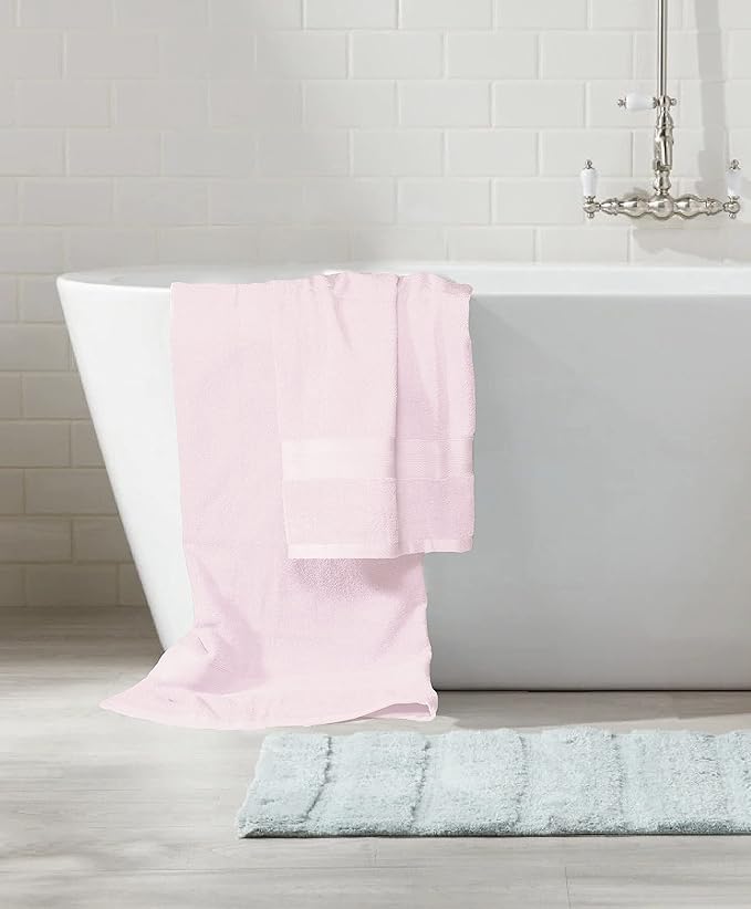 BOUTIQUO 8 Piece Towel Set 100% Ring Spun Cotton, 2 Bath Towels 27X54, 2 Hand Towels 16X28 and 4 Washcloths 13X13 - Ultra Soft Highly Absorbent Machine Washable Hotel Spa Quality - Pink