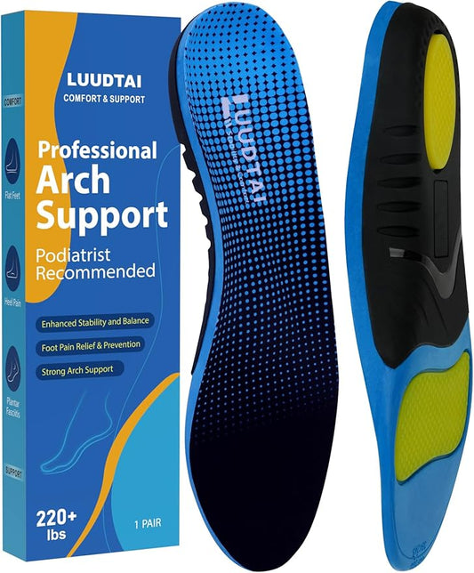 Plantar Fasciitis Insoles Men Women 220+ lbs Heavy Duty Support High Arch Orthotics Inserts for Flat Feet Work Boot Shoes Insoles,Trim to Fit,1 Pair(Men 4-4.5/Women 5.5-6)