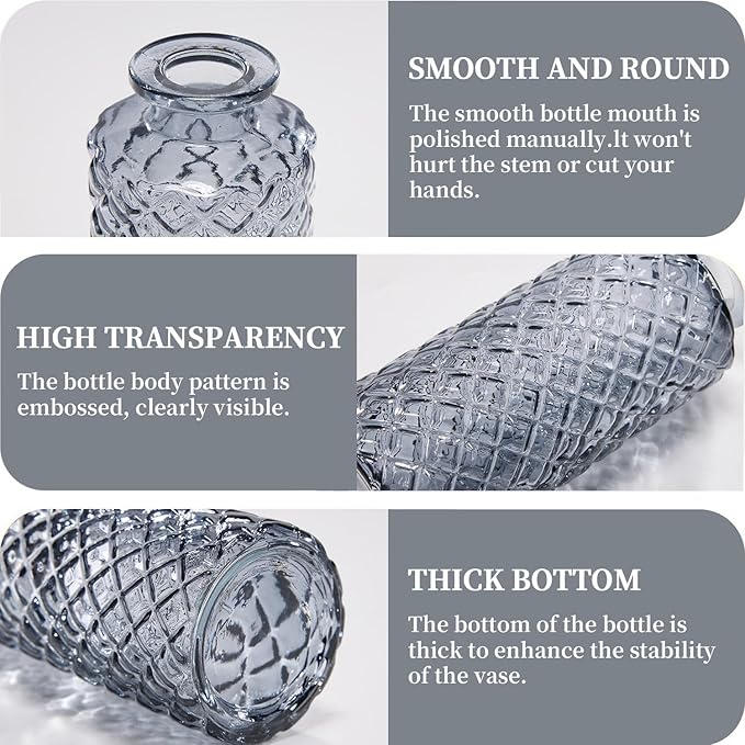 Mini Bud Vases As Wedding Centerpieces for Tables,Clear Bud Vases for Flowers,Small Flower Vases Suitable for Birthday Party,Anniversary,Wedding Reception,Baby Shower (Black, 24PCS)