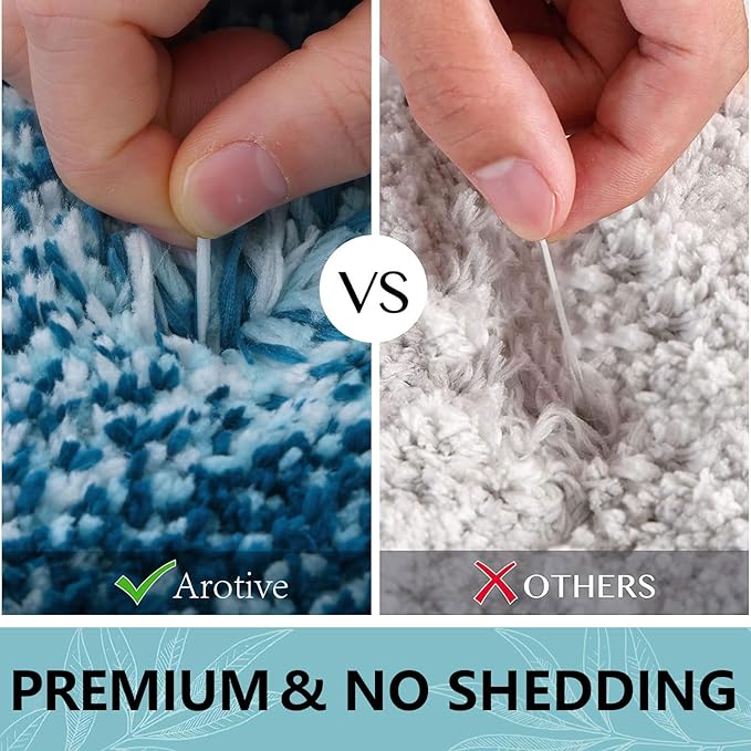 Arotive Microfiber Bathroom Rugs, Shaggy Soft and Absorbent Bath Rug, Non-Slip, Thick Plush Machine Washable Dry Bath Mats for Bathroom, Tub and Shower, 30x20, Peacock Blue