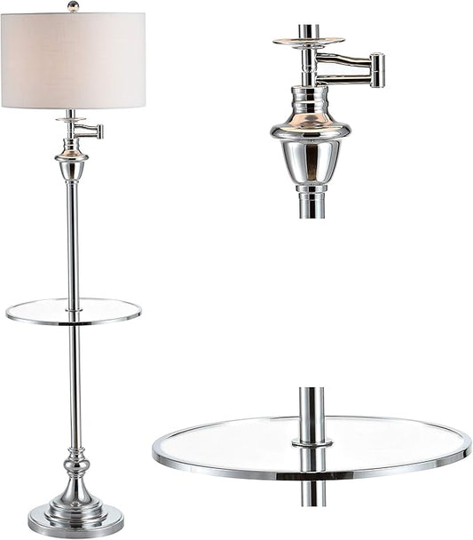 JONATHAN Y JYL3055B Cora 60" Metal/Glass LED Side Table and Floor Lamp Contemporary,Transitional for Bedrooms, Living Room, Office, Reading, Chrome