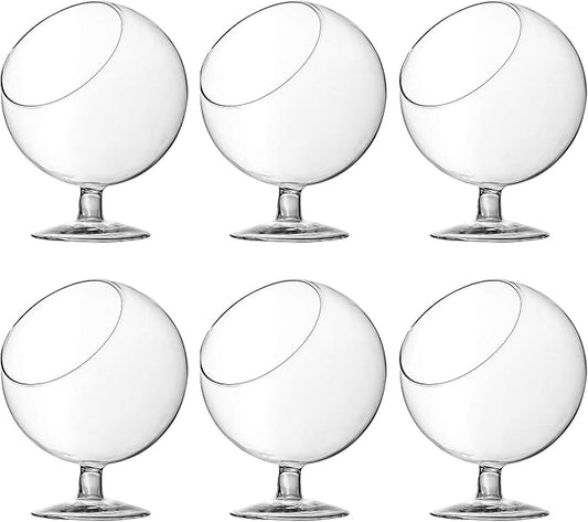 WGV Planter Terrarium with Stand, Ball Diameter 6" Height 7", Clear Glass Floral Container Vase, DIY Succulents Outdoor Garden Home Office Decor Slant Cut Orb, 6 Pieces