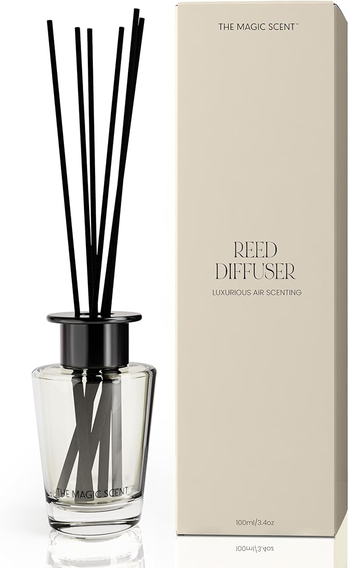 Mahogany & Teakwood Reed Diffuser for Home - Luxury Scent Diffuser with Premium Fiber Reeds for Lasting Gentle Dispersal - Natural, Toxin-Free Aroma Inspired by Ambercrombie & Fitch