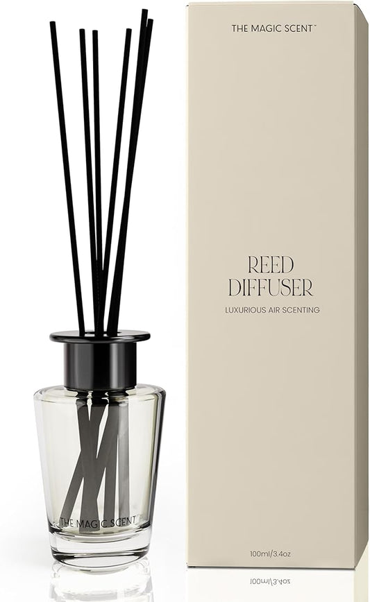 Mahogany & Teakwood Reed Diffuser for Home - Luxury Scent Diffuser with Premium Fiber Reeds for Lasting Gentle Dispersal - Natural, Toxin-Free Aroma Inspired by Ambercrombie & Fitch