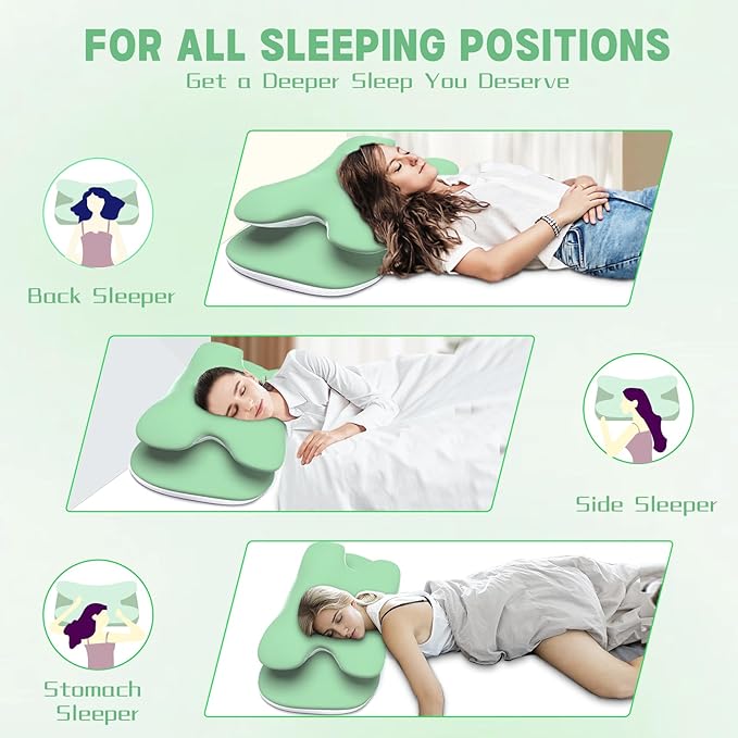 Cervical Pillow for Neck Pain Relief, Ergonomic Pillow for Side Sleeping, Orthopedic Pillow for Back & Stomach Sleepers, Cooling Memory Foam Neck Pillows for Shoulder Pain Perfect for Deep Sleep