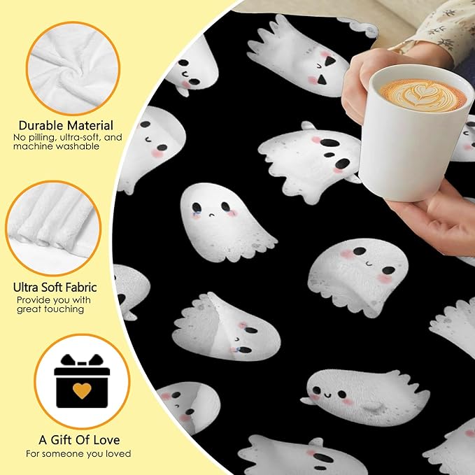 Cute Ghost Blanket for Boys Girls - Halloween Decor for Couch/Bed/Living Room - Ultra Soft Blanket Home Decor for All Seasons - 90"x120"-Familys/King Size
