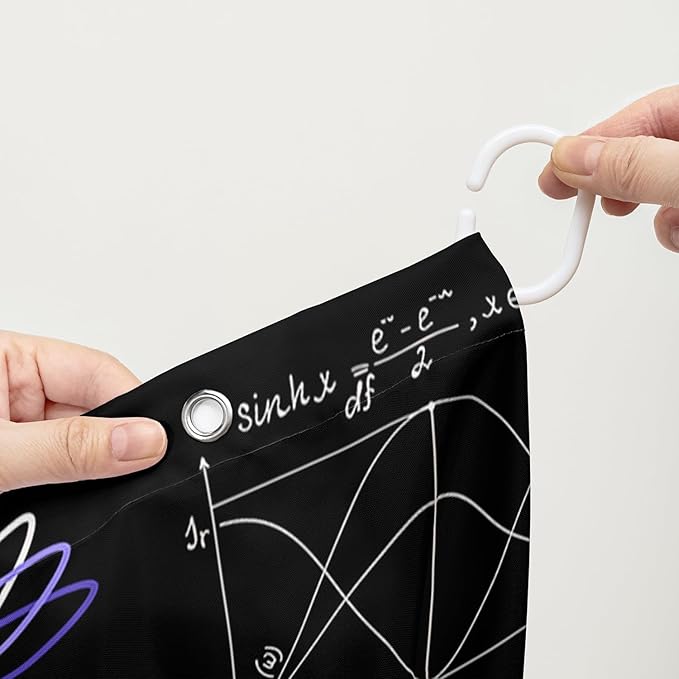 AILONEN Solar System Shower Curtain,Math Galaxy Purple Planet Bath Curtain for Bathroom Decor,Cartoon Planet Polyester Waterproof with 12 Plastic Hooks 72" W*96" H