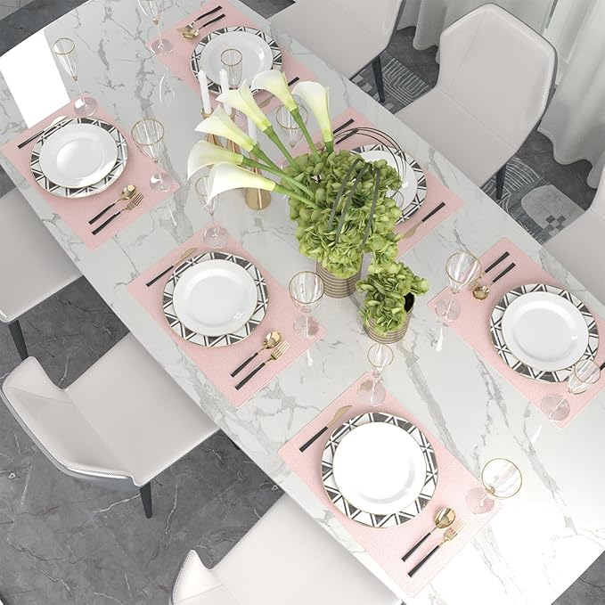 Set of 4 Soft Linen Handmade Placemats Heat Resistant Dining Table Place Mats Kitchen Table Mats 12 x 18 Baby Pink