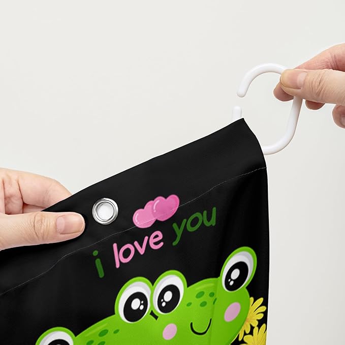 AILONEN Cartoon Frog Shower Curtain 72" W*84" H,Funny Frog Cartoon Green Animal Shower Curtain,Frog Lover Curtain Bathroom Decor Shower Curtain with 12 Hooks