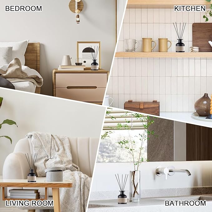 Reed Diffuser Set,4.1 oz Vanilla Citrus Scented Oil Diffuser with 5 Reed Sticks,Home Fragrance Reed Diffuser for Bathroom Bedroom Office Shelf Decor & Air Fresheners