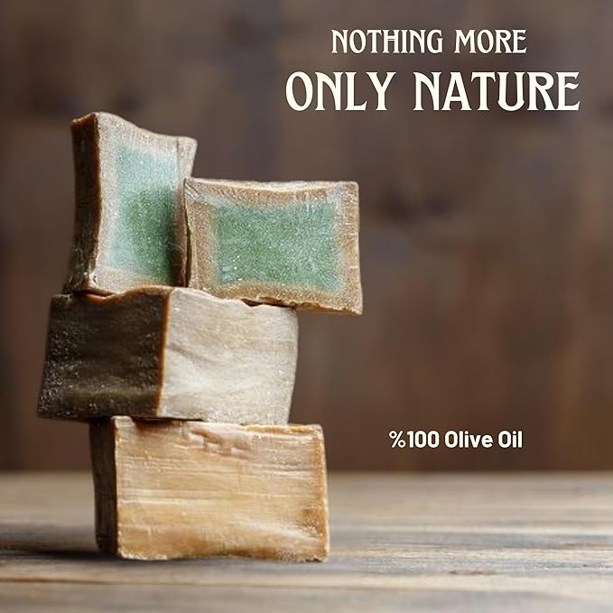 Aleppo Soap Bar,%100 Virgin Olive Oil, Natural Handmade, Crafted using the Original Ancient Recipe, Gentle for Face, Body, Hair (7oz Each (Pack of 2))