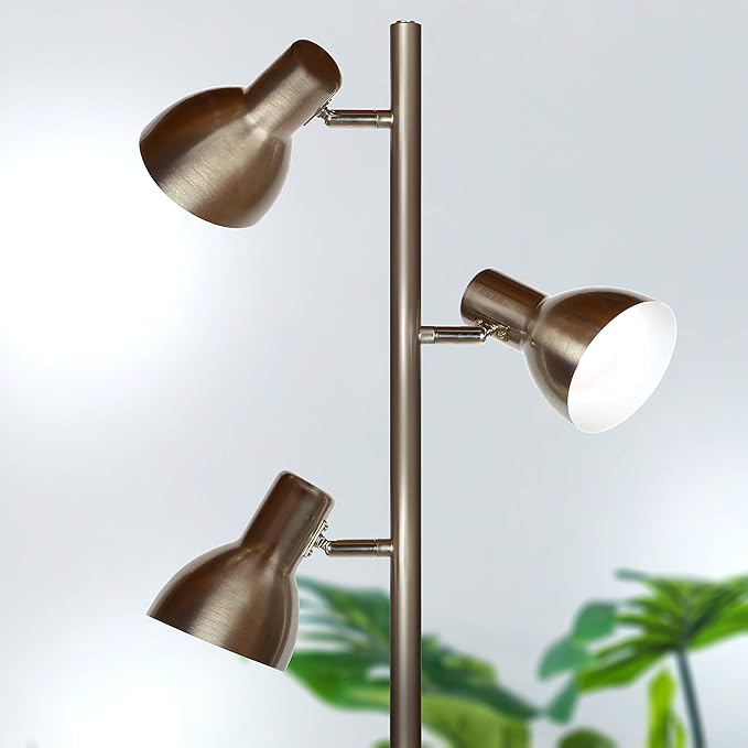 Brightech Ethan Dimmable Floor Lamp for Bedroom Reading & Living Room Decor - Modern LED Tall Tree Lamp for Offices - Nickel