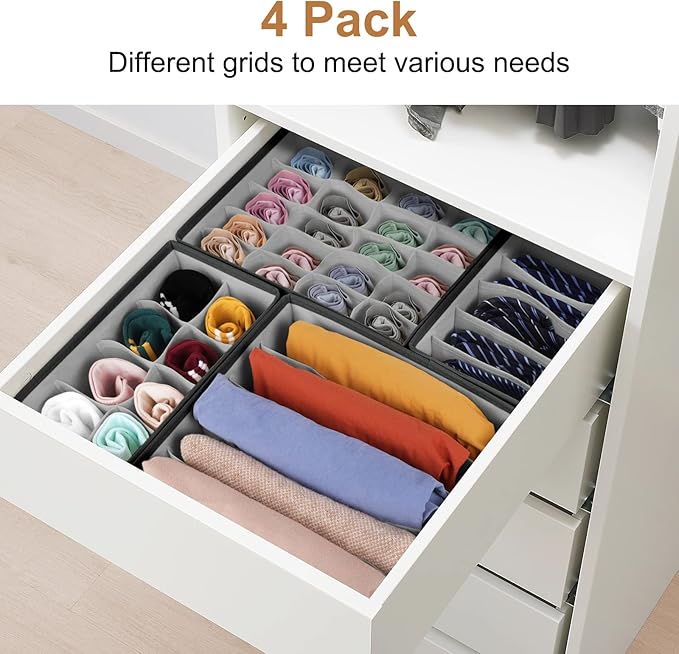 Organizer Divider, Foldable Closet Storage Organizer Basket, and Fabric Organization Bins for Clothes 8 Pack