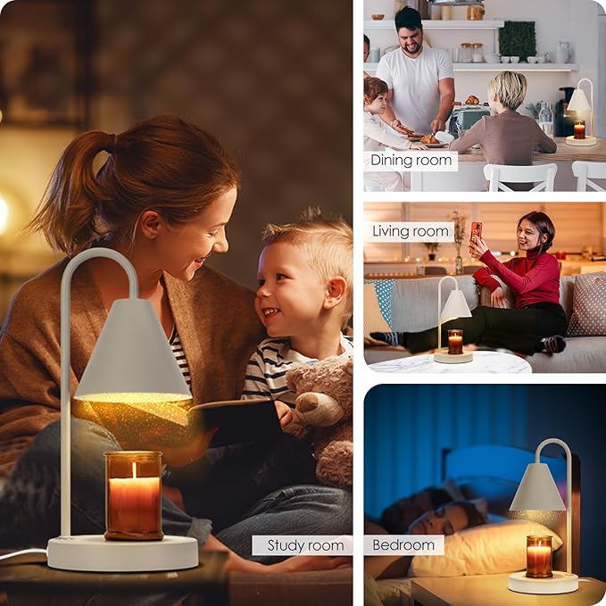 Candle Warmer Lamp,Electric Candle Warmer with Dimmable Light,Scented Wax Melter,No Smoke,Compatible with Various Jar,with 2 Light Bulbs,Home Decor-Milk Coffee
