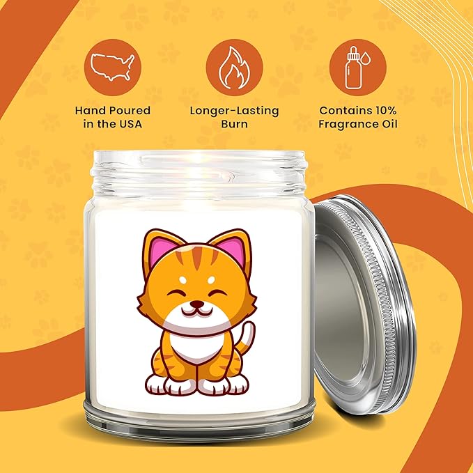 1OAK Lavender Scented Candles - Cat Lady Gifts for Women - Cat Candle - Made in USA