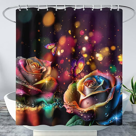 AILONEN Colorful Skull Shower Curtain for Bathroom Decor,Gradient Mushroom Skull Bath Curtain for Kids Boys Girls,Print Polyester Waterproof with 12 Plastic Hooks 60" W*72" H