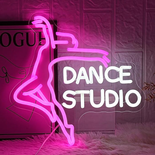 Dance Studio Neon Sign Dance Enthusiasts Neon Signs for Dance Studio Wall Decor White Letter Neon Light Sign for Dancing Party,Bar Accessories,Valentines' Day