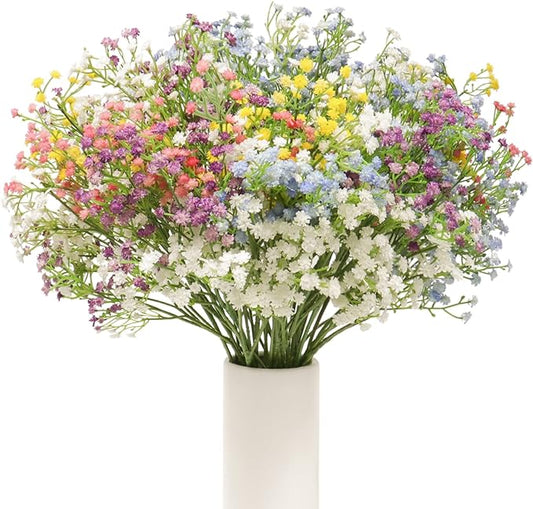 DEEMEI 15 PCS Babys Breath Artificial Flowers Fake Babys Breath Flowers Artificial Bulk Gypsophila Bouquets Real Touch Faux Flowers for Wedding Floral Arrangement Party Home Decoration