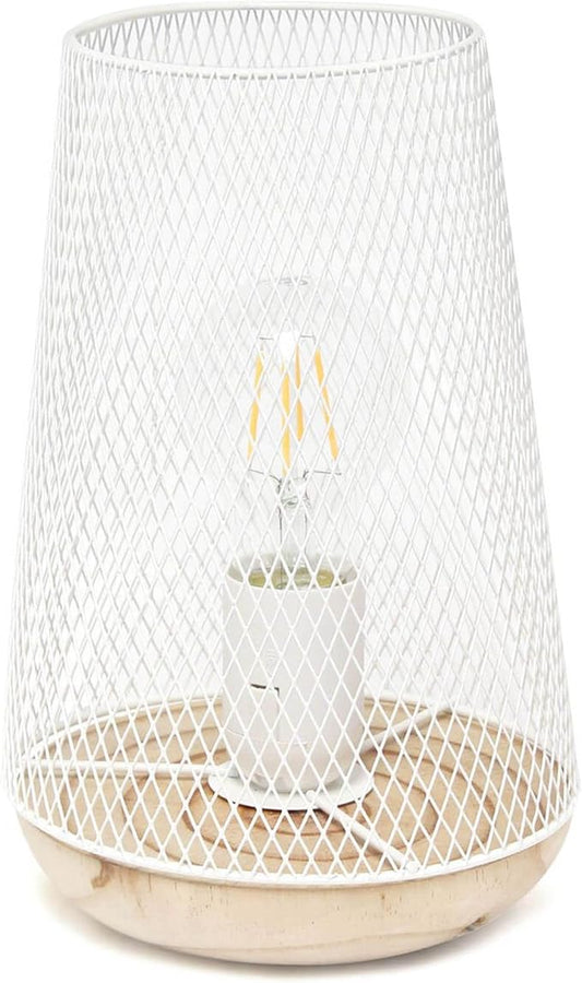Simple Designs LT1074-WHT Wired Mesh Uplight Table Lamp, White