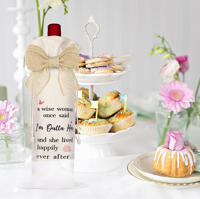 OXYEFEI Wine Gift Bag, Personalized Custom Bag with Text, Retirement Gifts for Women 2022, Coworker Leaving Gift, Goodbye Farewell Gifts