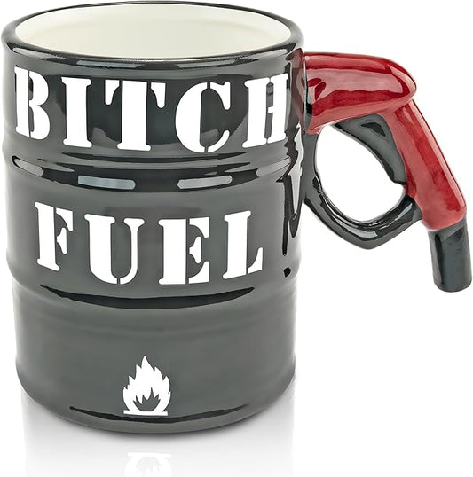 Fairly Odd Novelties Oil Drum B Fuel Gas Pump Handle 14oz Ceramic Coffee & Tea Mug Funny Phrase Novelty Cup