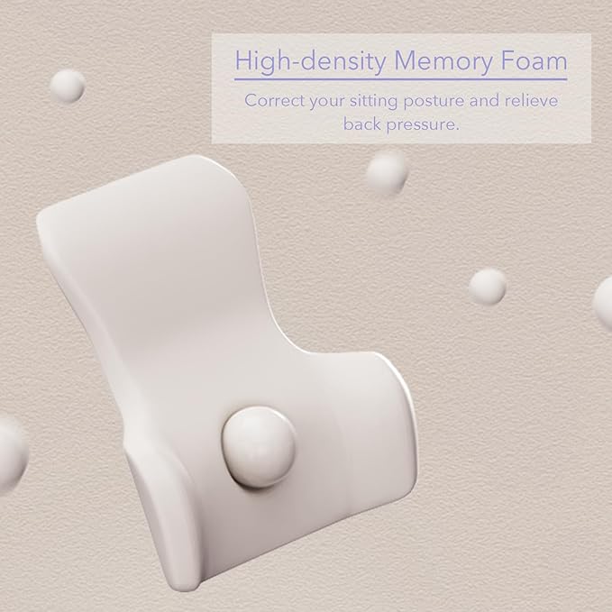 Back Support for Office Chair - Ergonomic Memory Foam Lumbar Pillow and Back Pillow for Back Pain Relief, Ideal Lumbar Support Pillow for Office Chair and Car, Gray Back Support Pillow