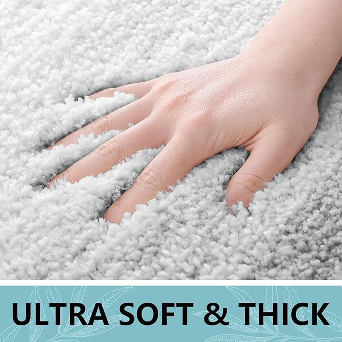 Arotive Microfiber Bathroom Rugs, Shaggy Soft and Absorbent Bath Rug, Non-Slip, Thick Plush Machine Washable Dry Bath Mats for Bathroom, Tub and Shower, 24x16, Light Grey