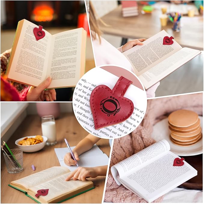 AIERSA Magnetic Bookmarks for Women, Heart Magnetic Leather Bookmark with Initial, A-Z Strong Magnet Book Marks for Book Lovers Reading Women Girls, Book Lovers Gifts Accessories