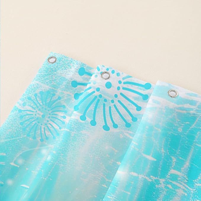 AILONEN Cute Axolotl Kids Shower Curtain for Bathroom,Blue Ocean Jellyfish Coral Print Bath Curtain 72" W*84" H,Girls Boys Kawaii Salamander Decorative Waterproof with 12 Plastic Hooks