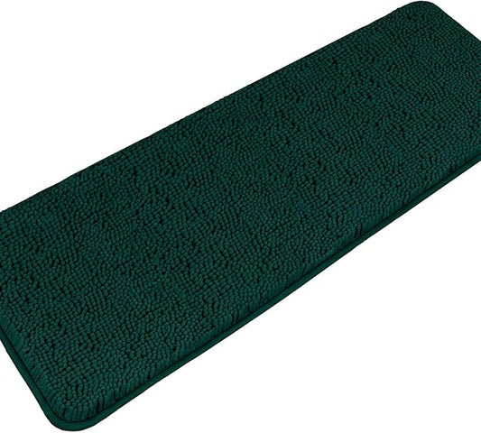 Dark Teal 47 x 17 Bathroom Rugs – Absorbent and Washable Bath Mat, Non-Slip, Thick Soft Chenille Bath Rugs for Bathroom Floor, Shower, Sink