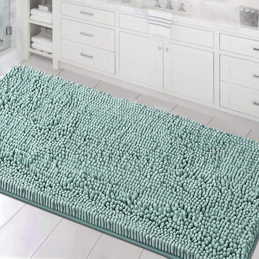 H.VERSAILTEX Bathroom Rugs Bath Mats Non Slip Luxury Chenille Bathroom Runner Rug 24x47 Extra Soft and Absorbent Shaggy Rugs Washable Dry Fast Area Carpet Mats, Tub - Aqua Foam