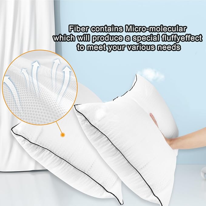 Bed Pillows for Sleeping Kig Size Set of 4,Cooling Breathable Pillows for Side and Back Sleepers Down Alternative Filling Luxury Soft