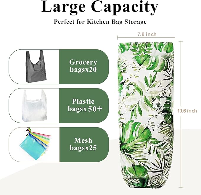 TOGETRUE Plastic Bag Holder, Wall Mount Plastic Bag Organizer Dispenser, Heavy Duty Grocery Bag Storage Holder for Home Kitchen Camper