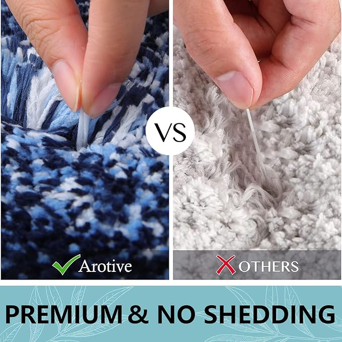 Arotive Microfiber Bathroom Rugs, Shaggy Soft and Absorbent Bath Rug, Non-Slip, Thick Plush Machine Washable Dry Bath Mats for Bathroom, Tub and Shower, 34x21, Blue