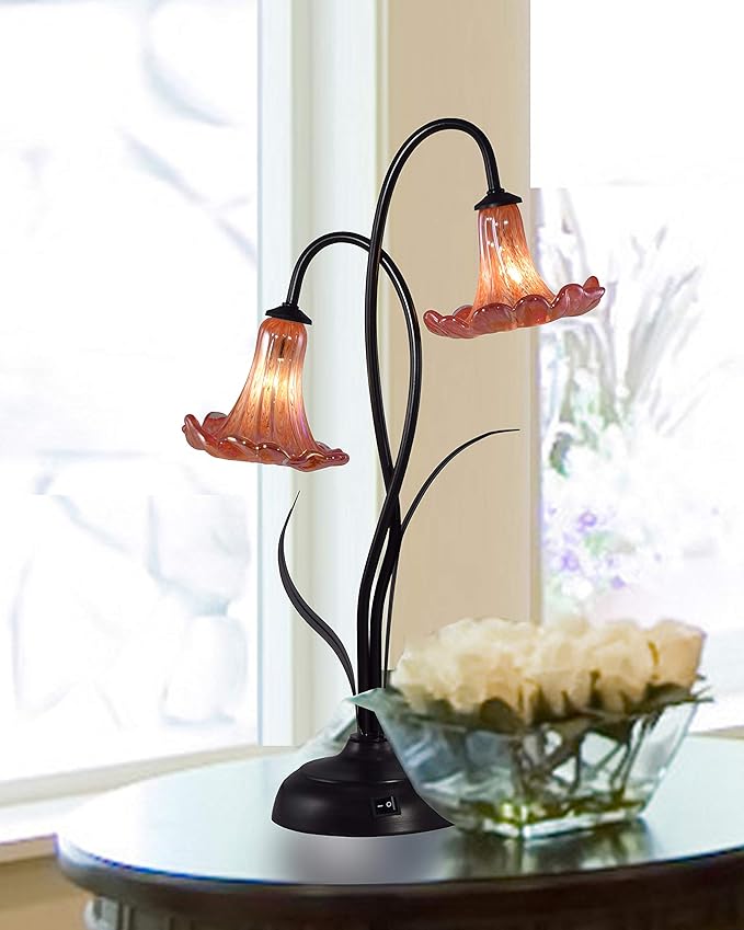 Dale Tiffany SAT17076LED Trumpet Accent Lamp, 20.5" High, White/Orange