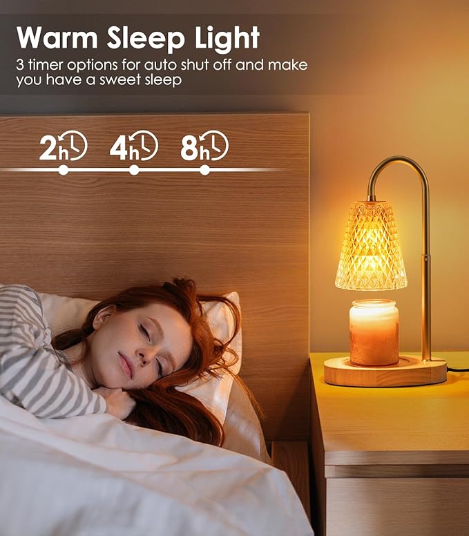 Candle Warmer Lamp with Timer - Adjustable Height Dimmable Warmer Candle Lamps Candle Warmer Lamp Wax Melt Warmer with 2Bulbs for Women Christmas Birthday Gifts