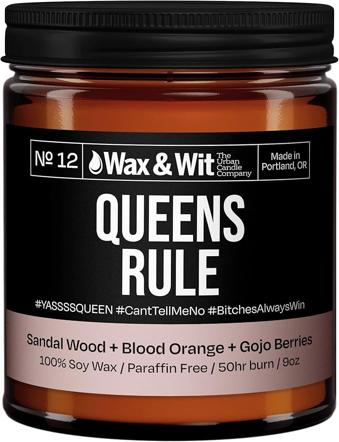 Wax & Wit Funny Soy Candle Gift for Women - Humorous, Aromatherapy Soy Wax Candle, Ideal for Housewarming, Coworker, Birthday – Sandalwood, Blood Orange, Gojo Berries - 9oz