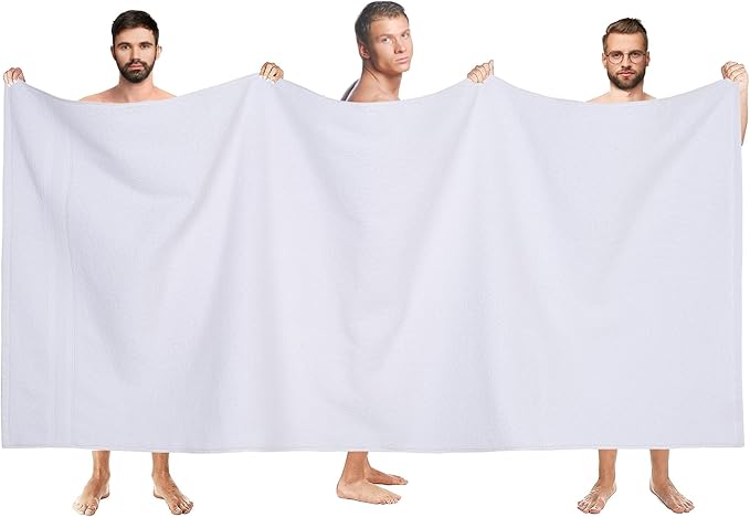 Quick-Dry, Soft & High Absorbent Jumbo Bath Sheet 35"x70" Cotton Turkish Bath Towel Set of 2 | Daily Use 100% Cotton for Bathroom, Gym & More | Bathroom Towels Set (2 Pcs, White)