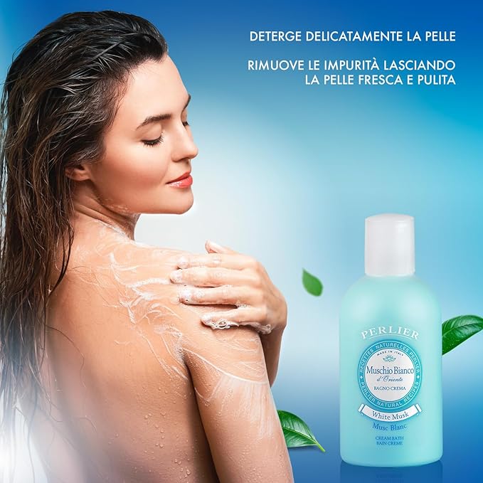 Perlier White Musk Bath Cream - Natural & Calming Aromatherapy Bubble Bath For Women And Men - Rich Foaming Formula Provides Deep Moisturization And Hydration For All Skin Types (16.9 Fluid Oz.)