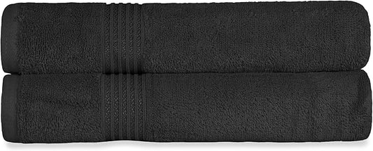 Superior Egyptian Cotton 2-Piece Bath Sheet Towel Set, Oversized Body Towels For Adults And Kids, Large Towel For Bath, Shower, Guest Bathroom, Spa, Gym, Resort, Essentials, Airbnb, Black